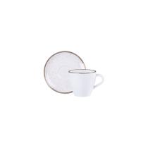 Conjunto Xícara e Pires de Chá Tramontina Rústico Marrom em Porcelana Decorada 200 ml 2 Peças