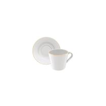 Conjunto Xícara Pires Chá Filetado Tramontina Elisa Porcelana Borda Dourada 185 ml 2 Peças Conjunto Xícara Pires Chá Filetado Tramontina Elisa Porcelana Borda Dourada 185 ml 2 Peças