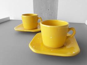 Conjunto Xícara Provençal 160 Ml Amarelo Poá Conjunto Xícara Provençal 160 Ml Amarelo Poá