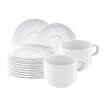 Conjunto Xícaras 240ml e Pires de Chá Paola em Porcelana Branca - Tramontina 96600137