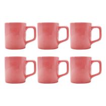 Conjunto Xícaras Café Cerâmica Rosa Vibrante 80mL - 6un Conjunto Xícaras Café Cerâmica Rosa Vibrante 80mL - 6un