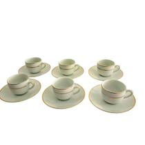 Conjunto Xícaras Com Pires Cafezinho 90ml 12 Peças - Fio Dourado