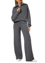 Conjunto XIEERDUO de 2 Peças para Viagem - Moletom e Calça de Moletom Feminina Conjunto XIEERDUO de 2 Peças para Viagem - Moletom e Calça de Moletom Feminina