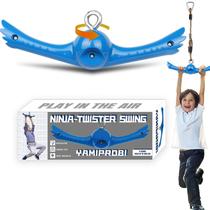 Conjunto YAMIPROBI Ninja-Twister Swing Spins: acessórios Slackline - brinquedo Twist-Spin Flips com alça de 360, ative acessórios Ninja Powers Warrior, brinquedos infantis pendurados para playground, quintal, azul