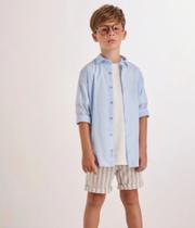 Conjunto Youccie 3 peças - Camiseta, Bermuda e Camisa Linho