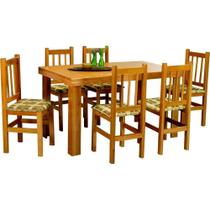 Conjunto Zamarchi Mesa Verniz 6 Cadeiras Assento Estofado