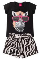 Conjunto Zebra Blusa e Shorts- Preto