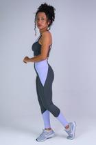 Conjunto Zero Transparência Levanta Bum Bum Cinza/Lilás