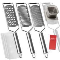 Conjunto Zester Grater Set Vovoly de 4 peças Pro com lâmina de aço inoxidável
