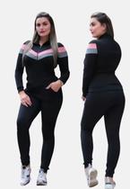 Conjunto Ziper na gola Blusa De Frio e Calça Malha Crepe