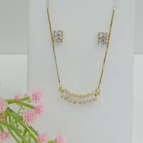 Conjunto Zircônia Folheado a Ouro 100016