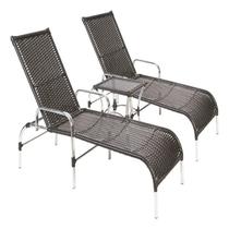 Conjunto2 Espreguiçadeiras com Mesa em Alumínio Resistentes Ao Tempo e Super Confortáveis Catar