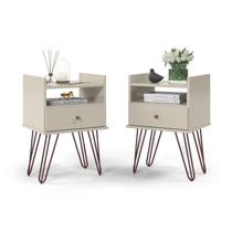 Conjuntode Mesas de Cabeceira BI Cor Off White