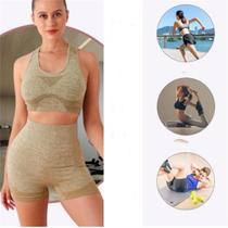 Conjuntos Academia Feminino Leggings Top Shorts Levanta Bumbum Academia Musculação