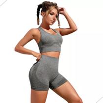 Conjuntos Academia Fitness Feminino Leggings Top Shorts Levanta Bumbum Academia - DFJN