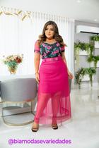 Conjuntos Blusa Estampado Saia De Tule.