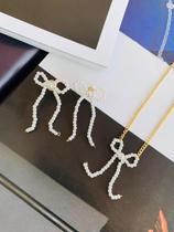 Conjuntos Brinco e Colar de Pérolas banhado tendência Laços