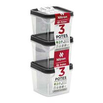 Conjuntos c/3 potes quadrados p 450ml - Nitron