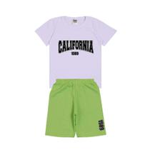 Conjuntos Camiseta Branca Bermuda Verde Infantil Juvenil Estampada Menino