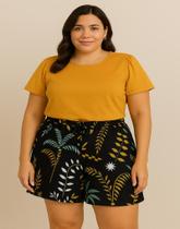 CONJUNTOS CREPINHO ESTAMPADO PLUS SIZE - G4 Cor:Mostarda CONJUNTOS CREPINHO ESTAMPADO PLUS SIZE - G4 Cor:Mostarda