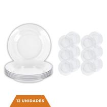 Conjuntos de 12 Pratos de Vidros Transparentes Fundos 22cm Conjuntos de 12 Pratos de Vidros Transparentes Fundos 22cm