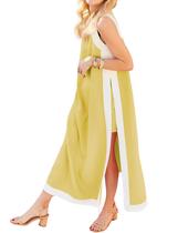Conjuntos de 2 peças, vestido maxi eShesy feminino, colorido, amarelo Conjuntos de 2 peças, vestido maxi eShesy feminino, colorido, amarelo