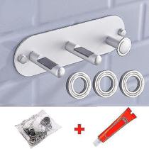 Conjuntos de acessórios de banheiro suporte universal para secador de cabelo montagem na parede autoadesivo preto prata cabide de secador de cabelo rack de armazenamento para