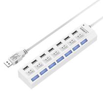 Conjuntos de acessórios de computador 7 portas usb hub 2.0 divisor usb de alta velocidade 480mbps com interruptor liga/desliga 7 led branco Conjuntos de acessórios de computador 7 portas usb hub 2.0 divisor usb de alta velocidade 480mbps com interruptor liga/desliga 7 led branco