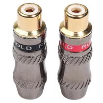 Conjuntos de acessórios de computador rexlis tr026-1 2pcs rca plug fêmea conector de áudio adaptador banhado a ouro para cabo de áudio diy