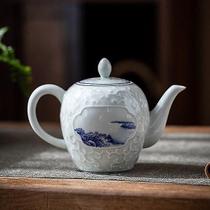 Conjuntos de chá de café 250ml de porcelana azul e branca paisagem bule de cerâmica kung fu conjunto de chá doméstico antigo