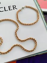 Conjuntos de colar e pulseira mini veneziana colorida candy collor banhada