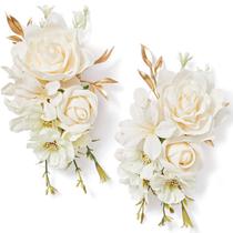 Conjuntos de Corsages Florales para Hombro Serwalin de Seda color Champán, Juego de 2
