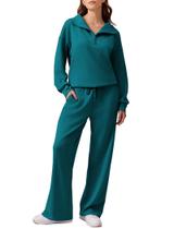 Conjuntos de duas peças PINSPARK para roupas de viagem femininas Green Jade Conjuntos de duas peças PINSPARK para roupas de viagem femininas Green Jade