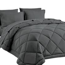 Conjuntos de edredom de 7 peças Bed in a Bag CozyLux Queen Dark Grey