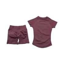 Conjuntos De Ginástica Sem Costura Para Mulheres, Camiseta De Manga Curta E Leggings Para Yoga,