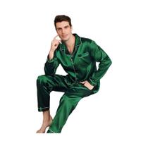 Conjuntos De Pijamas Para Homens plus Size Em Microfibra De Seda, Camisa De Manga Longa, Roupas De Conjuntos De Pijamas Para Homens plus Size Em Microfibra De Seda, Camisa De Manga Longa, Roupas De