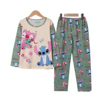 Conjuntos De Pijamas Para Meninos E Meninas Com Estampa De Stitch, Camisa De Manga Longa E Calças, 2