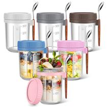 Conjuntos de Potes para Aveia Noturna Yeenhoopy 6 Unidades 480mL de Vidro com Tampas