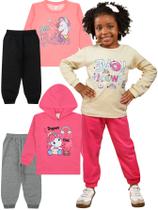 Conjuntos de Roupa Infantil Kit 4 Conjunto Moletom Flanelado Frio Atacado Menina