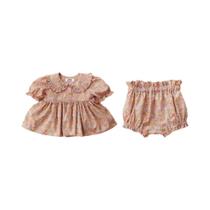 Conjuntos De Roupas De Algodão Floral Vintage Para Bebês Meninas 0-2 Anos 2 Peças Roupas Casuais De Conjuntos De Roupas De Algodão Floral Vintage Para Bebês Meninas 0-2 Anos 2 Peças Roupas Casuais De