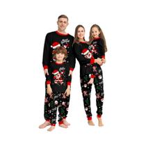 Conjuntos de roupas de casa de Natal para família - Papai Noel dançando e elementos de Natal