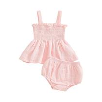 Conjuntos De Roupas De Verão Para Bebês Meninas Recém-Nascidas, Tops Sem Mangas Com Rendas E Shorts,