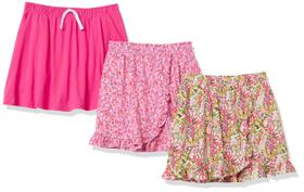 Conjuntos de Saia-Shorts Amazon Essentials para Meninas, Malha com Cós Elástico, Pacote com 3 Conjuntos de Saia-Shorts Amazon Essentials para Meninas, Malha com Cós Elástico, Pacote com 3