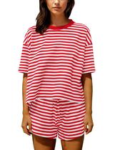 Conjuntos de shorts de pijama, roupas femininas listradas para o lounge de verão da Ythomm Conjuntos de shorts de pijama, roupas femininas listradas para o lounge de verão da Ythomm