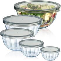 Conjuntos de Tigelas para Armazenamento de Alimentos Freshmage 5 Peças com Tampas Herméticas de Vidro