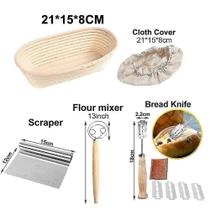 Conjuntos de utensílios de cozinha 21x15x8cm set b oval/redondo fermentação de rattan natural cesta de pão massa de vime de vime