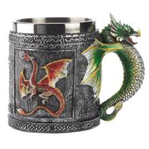 Conjuntos de utensílios de cozinha dragon 3d caneca de café cerveja 450ml copo de parede de aço inoxidável resina dragões copo de presente Conjuntos de utensílios de cozinha dragon 3d caneca de café cerveja 450ml copo de parede de aço inoxidável resina dragões copo de presente