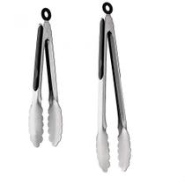 Conjuntos de utensílios de cozinha pinças de cozinha de aço inoxidável de 9 e 12 polegadas com aderência ergonômica preta Conjuntos de utensílios de cozinha pinças de cozinha de aço inoxidável de 9 e 12 polegadas com aderência ergonômica preta