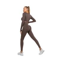 Conjuntos Esportivos Femininos De Cintura Alta Com Leggings Push-up, Camisetas De Manga Comprida