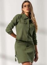 Conjuntos Femininos Moletom Favo Casaco e Saia Cargo